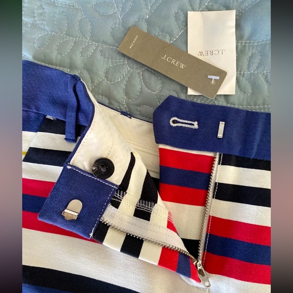 J. Crew Multicolored Striped Mini Skirt NWT Cotton Blend women’s size 0 - Picture 2 of 4
